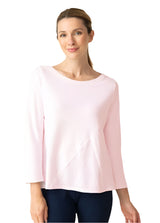 Mixed-Direction Stripe Cotton Top in Pink/White - 21530-PNK