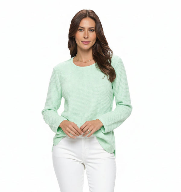 Cotton Waffle Top in Mint - C691-MNT