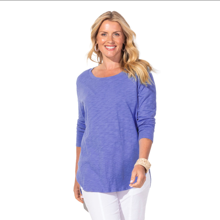 Escape by Habitat High-Low 3/4 Sleeve Top in Baja Blue - 10004-BJ - Sizes S & XL Only!
