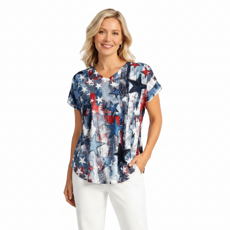 Dolman Cap Sleeve Print Top - 60