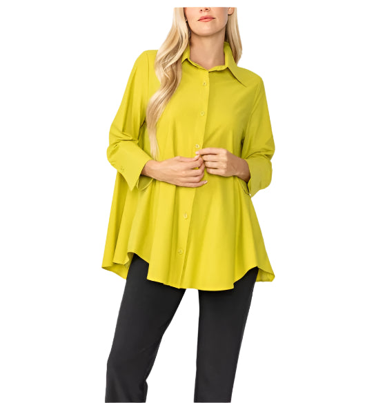 High-Low Pocket Blouse in Pear - 3778B-PR