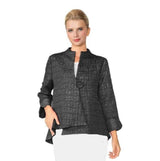 Crinkle Jacquard One-Button Jacket in Black - 6288J-BLK