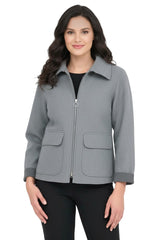 Zip-Front Pocket Jacket in Soft Grey - 4901-GRY