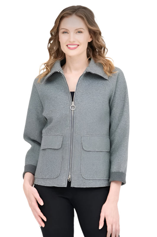 Wool Blend Patch Pocket Jacket in Grey - 4901-GRY