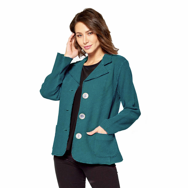 Focus Fashion Waffle Jacket in Pacific Teal  - SW203-PTL - Size XL Only