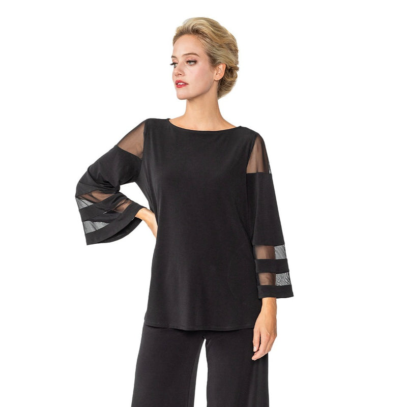 IC Collection Mesh Trim Top in Black - 4896T- BLK