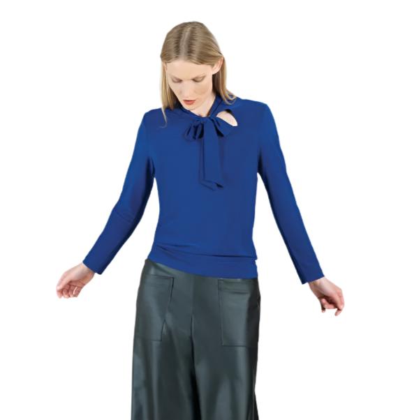 Clara Sunwoo Bow & Keyhole Front Top in Cobalt - T237-COB