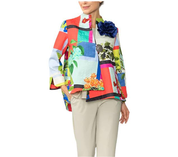 Just In! IC Collection Colorblock Floral-Print Asymmetric Jacket in Multi - 7261J