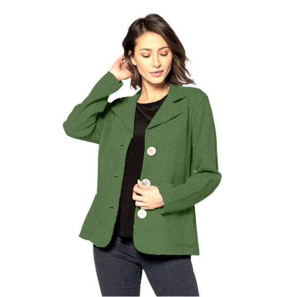 Button Front Waffle Jacket in Avocado - SW203-AVO - Size S Only!