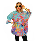 Dilemma Vital INSPIRED Silky Big Shirt in Multi - FRBS-323-VT