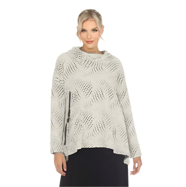 Moonlight Dot-Print Sweater Tunic in Winter White - 3799-IWT - Sizes L & XL