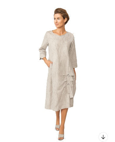 Crackle Print Midi Dress in Taupe - 7256D-TP