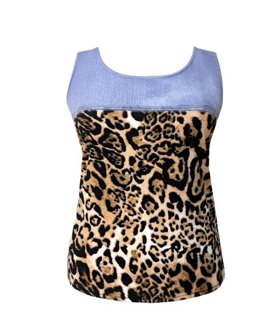 Valentina Leopard & Denim-Print Mesh Twin Set - 31548