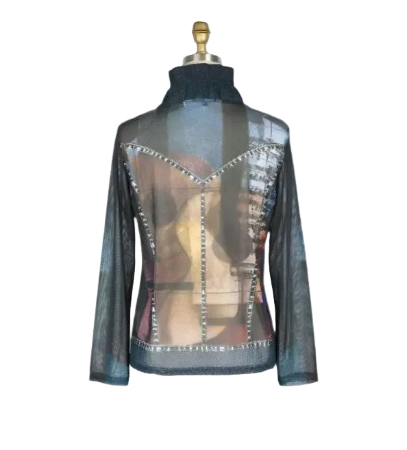 Guitars & Denim Print Mesh Twin Set - 31429-BLU - Size XXL Only!