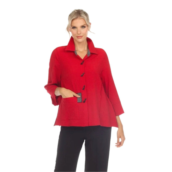 Patch Trim Shirt/Jacket in Red - 3649-RD