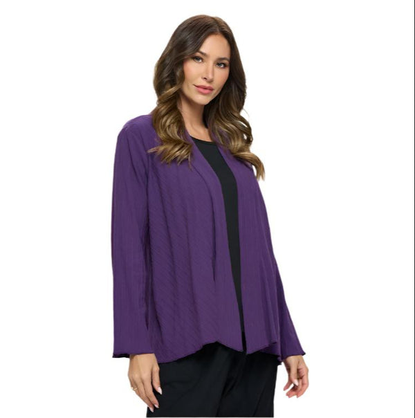 Diagonal Rib Open Front Cardigan in Blackberry - CS-304-BB