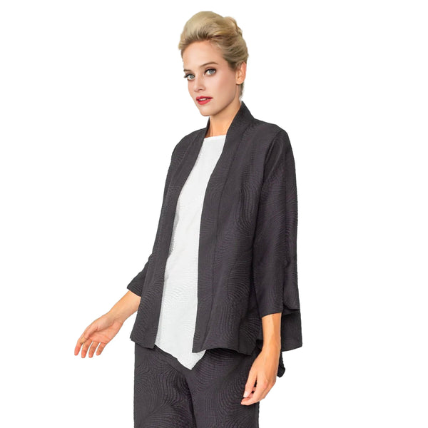 IC Collection Textured Open Front Cardigan in Black - 5741J-BLK