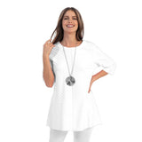 Diagonal Rib High-Low Tunic in White - CS-342-WHT