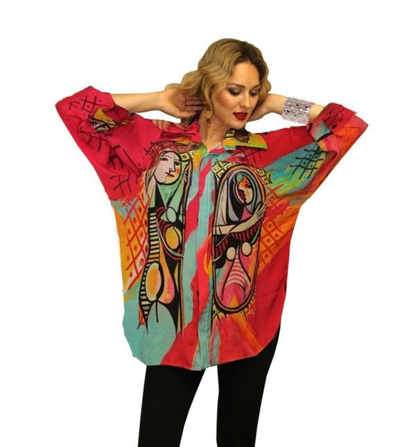 Dilemma Picasso Inspired Oversized Blouse - FRBS-333-PI