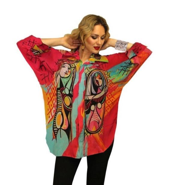 Dilemma Picasso Inspired Oversized Blouse - FRBS-333-PI