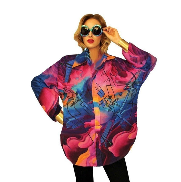 Dilemma Vibrant Kandinsky Inspired Big Shirt in Multi  - FRBS-328-KA