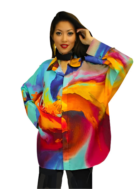 Dilemma Gerard INSPIRED ART PRINT BIG SHIRT IN MULTI - FRBS-341-GE