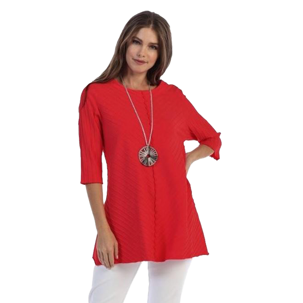 Diagonal Rib Tunic in Red - CS342-RD