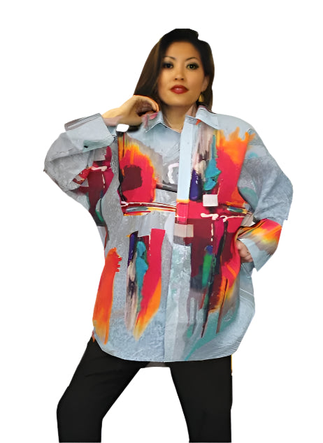 Dilemma Gerard Inspired Cotton Big Shirt in Multi - FCBS-196-GE