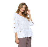 Fringe-Trim Voile Top in White - FR-102-WHT - Size S Only!