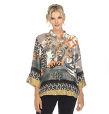 Citron Waves & Cranes Print Blouse in Multi -  1213WAC