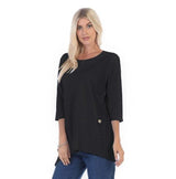 Ribbed Pocket Top in Black - CS-303-BLK - Size 1X Only!