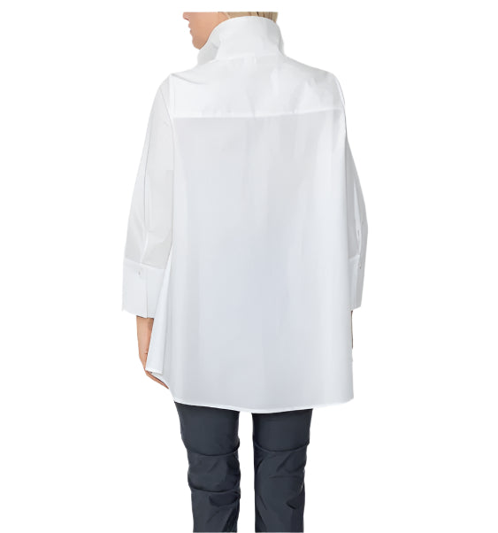 High-Low Shirt w/Pockets in White - 3778B-WT