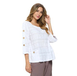 Fringe-Trim Voile Top in White - FR-102-WT