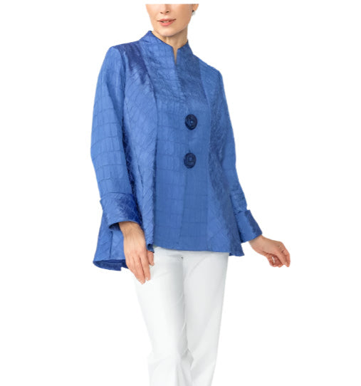 Textured Fit & Flare Jacket in Blue - 6293J-BLU