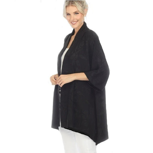 Citron Embossed Silk Blend Kimono in Black - 0917SSB