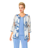 IC CollectionFloral Burnout Jacket in Blue - 4841J-BLU