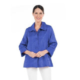 Solid Shimmery Button Front Jacket in Royal Blue - 4741-RYL