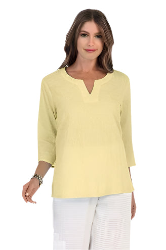 Mineral Wash Embroidered Cotton Top in Lime - C-630-LME