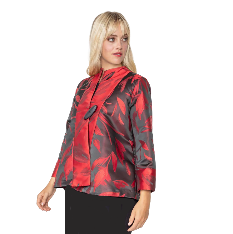 IC Collection Two-Tone Jacquard Jacket in Red - 5374J-RD - Sizes S & L
