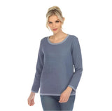 Focus WAFFLE TOP W/CONTRAST TRIM in Dusty Blue - SW-232-DBL - Size M Only!