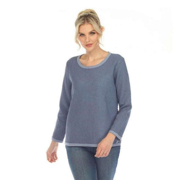 Focus WAFFLE TOP W/CONTRAST TRIM in Dusty Blue - SW-232-DBL - Size M Only!