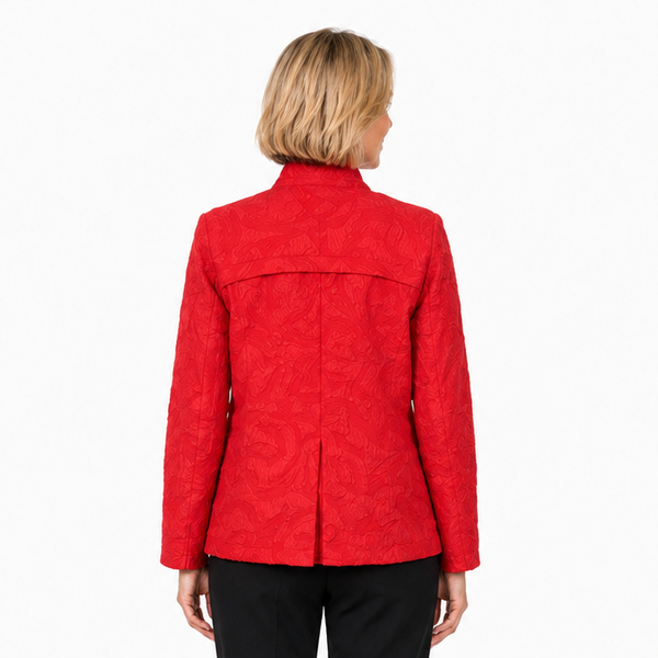 Tonal Jacquard One-Button Jacket in Red - MJ6019-RD