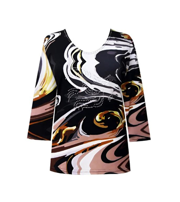 Abstract Print V-Neck Top - 31632