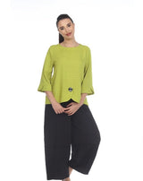 Tonal Knit Button Top in Lime - 3488 - Sizes L & XXL