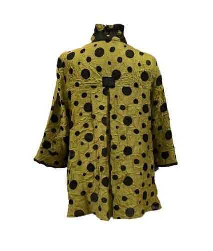 Polka-Dot Print Button Front Blouse/Jacket in Kiwi - 3920-KW