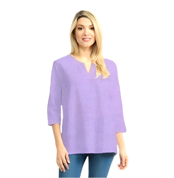 Focus Mineral Wash Embroidered Cotton Top in Lavender - C-630-LVN