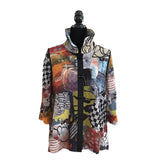 Modern-Art-Print Button Front Blouse/Jacket - 3963