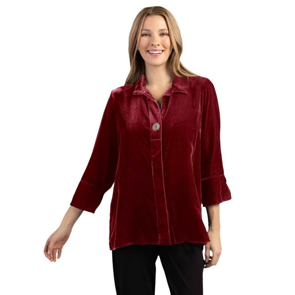 Habitat Velvet High-Low Tunic in Cranberry - 17241-CBY - Size XS Only!