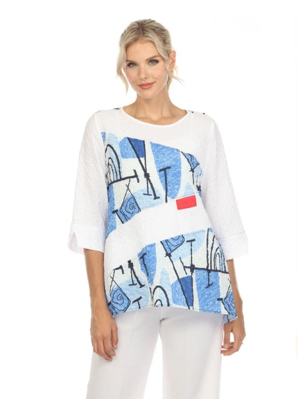 Moonlight Abstract-Print Tunic Top in Blue Multi - 3711