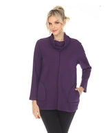 Diagonal Rib Mock Neck Tunic in Blackberry - CS-382-BB